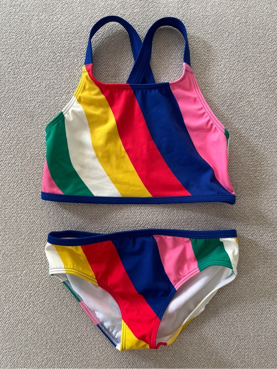 Mini Boden Other - Mini Boden 2 Piece Cross Back Rainbow Swimsuit Bikini Size 8-9Y